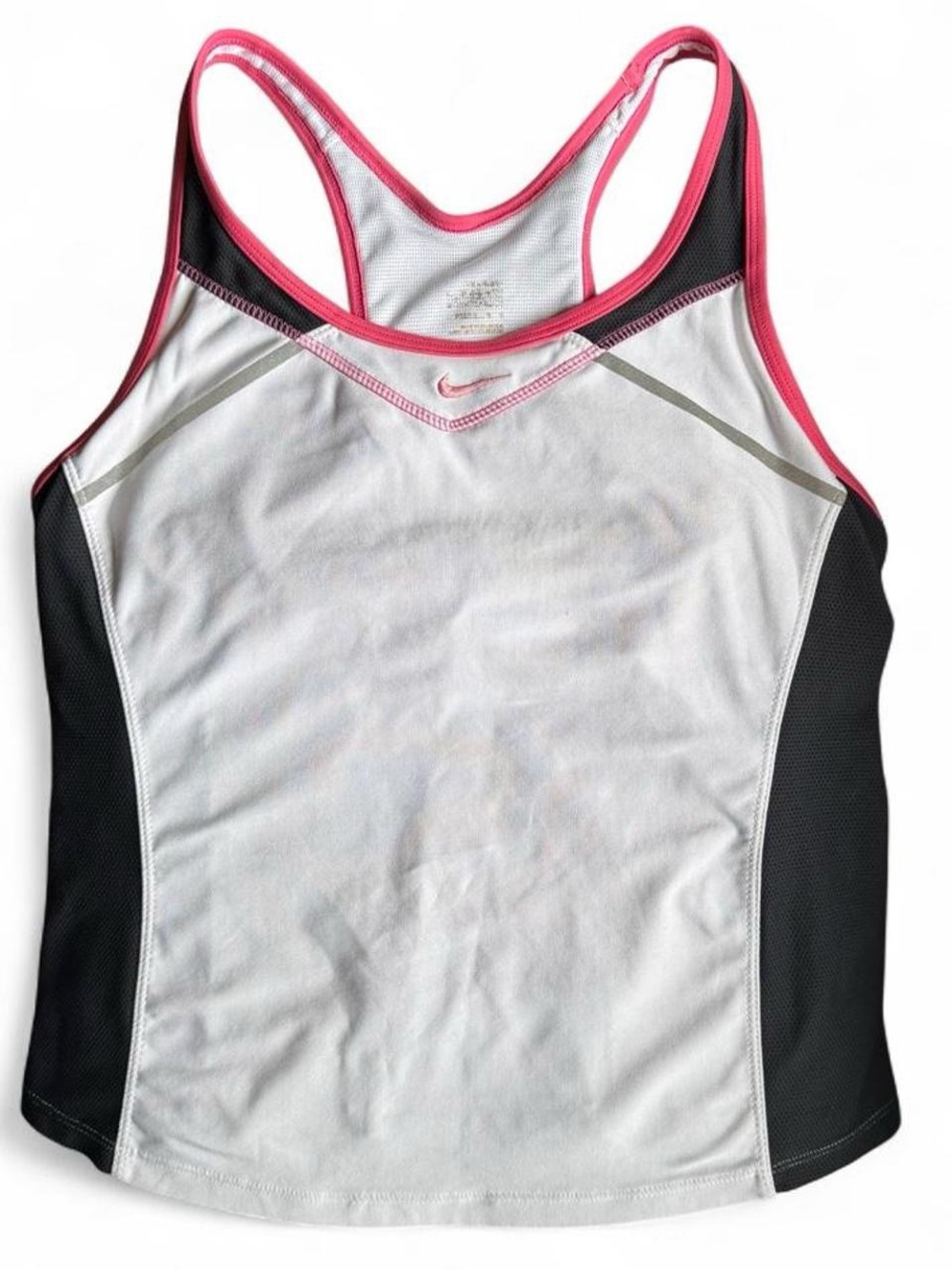 Vintage Nike White & Black Tank with Pink Trim